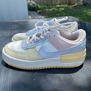 Women’s Nike Air Force 1 shadow pastel in Cream, Pink, and Light Blue